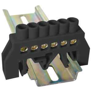 Tracon NPE-BK6-6 Szigetelt földelősín,fekete 230/400VAC,63A,6×9mm,6P,IP20