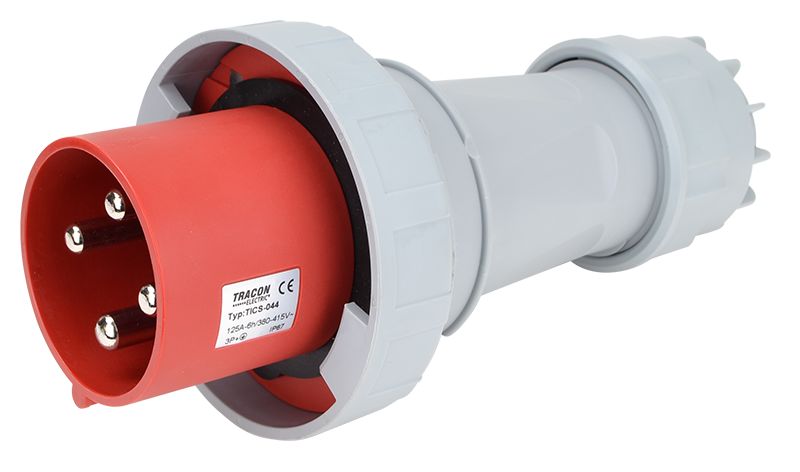 Tracon TICS-044 Ipari csatlakozó dugó,fokozott védelemmel 125A,400V,3P+E,6h,IP67