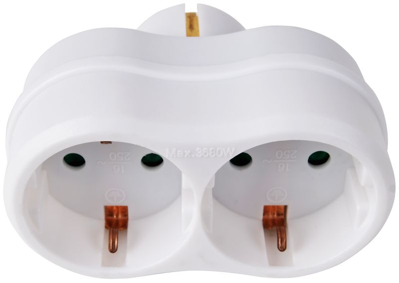 Tracon TNS2 Többférőhelyes átalakító csatlakozó,fehér 2×SCHUKO,max.16A,250VAC - Image 2