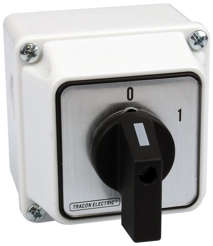 Tracon TK-206/3T Tokozott kézikapcsoló,BE-KI 400V,50Hz,20A,3P,5,5kW,48×48mm,60°,IP44