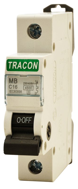 Tracon MB-1C-25 Kismegszakító,1 pólus,C karakterisztika 25A,4,5 kA