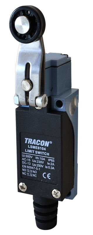 Tracon LSME8104 Helyzetkapcsoló,lengőkar-görgő 1xNO+1xNC,2A/230V AC-15,0,3A/250V DC-13,30mm,IP65
