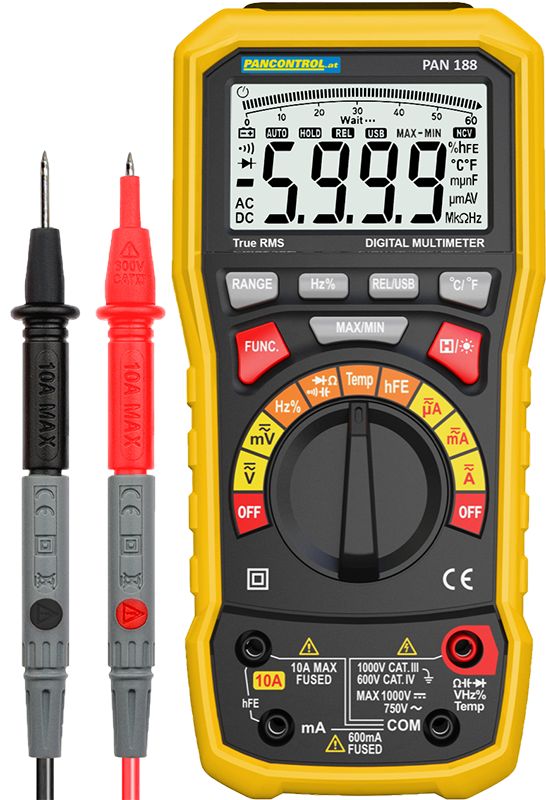 Tracon PAN188 Digitális multiméter True RMS DCV,ACV,DCA,ACA,OHM,C,°C,dioda