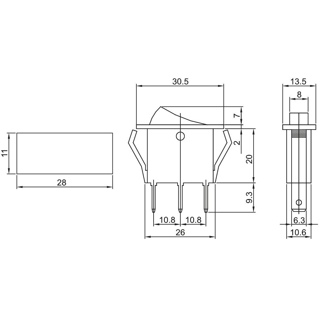 Tracon TES-21 Készülékkapcsoló,BE-KI,piros-világító 16A,250V AC - Image 2