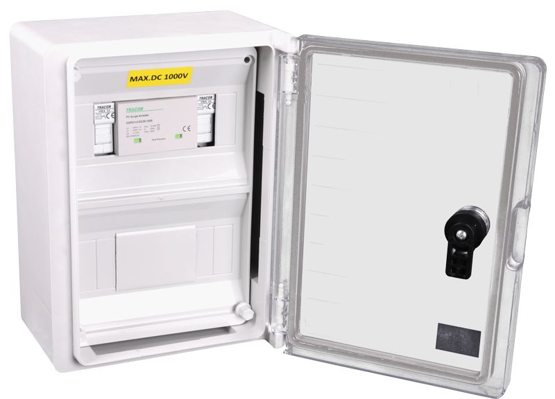 Tracon SPBPVDC1BCS Túlfeszültség-védelmi doboz fotovoltaikus rendszerekhez 320x210x130mm,IP65,DC1+2,Un=1000VDC - Image 3