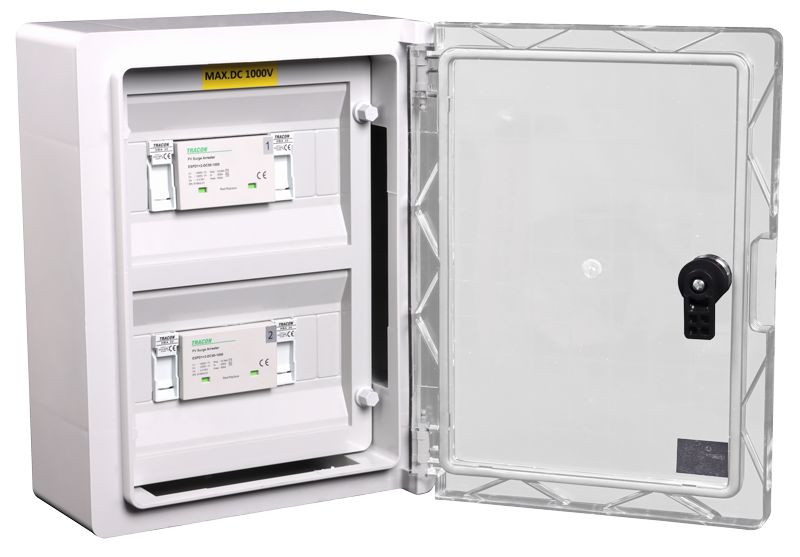 Tracon SPBPVDC2B Túlfeszültség-védelmi doboz fotovoltaikus rendszerekhez 330x250x130mm,IP65,DC1+2,Un=1000VDC - Image 3