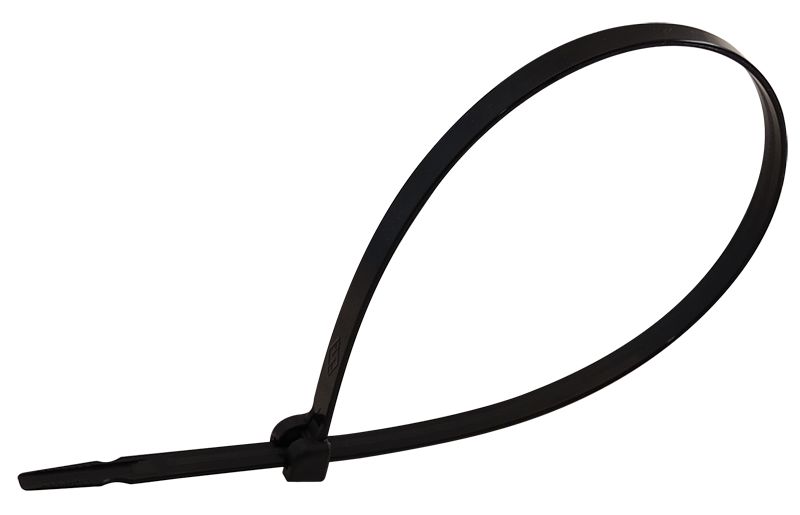 Tracon TU208 UV-álló fémnyelves kábelkötegelő,fekete 208×3,6mm,D=2-50mm,PA6.6