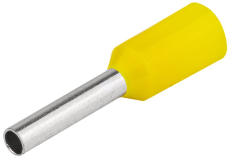 Tracon E110 Szigetelt érvéghüvely,ónozott elektrolitréz,sárga 1mm²,L=18,4mm