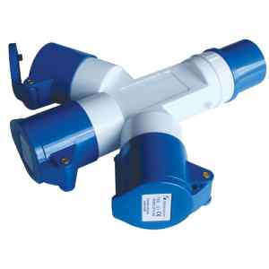 Tracon TICS-1023 Ipari elosztó-csatlakozóaljzat 16A,IN 1x2P+E 6h,OUT 3x2P+E 6h,IP44