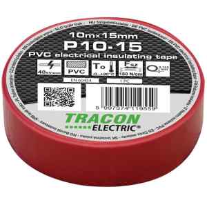 Tracon P10-15 Szigetelőszalag,piros 10m×15mm,PVC,0-90°C,40kV/mm