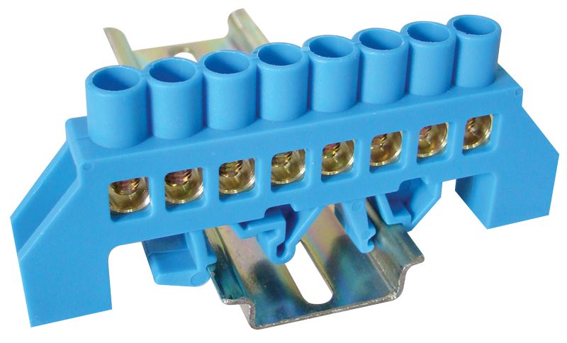 Tracon NPE-B8-8 Szigetelt földelősín,kék 230/400VAC,100A,8×12mm,8P,IP20