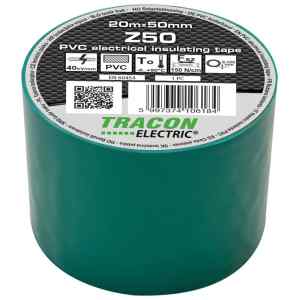 Tracon Z50 Szigetelőszalag,zöld 20m×50mm,PVC,0-90°C,40kV/mm