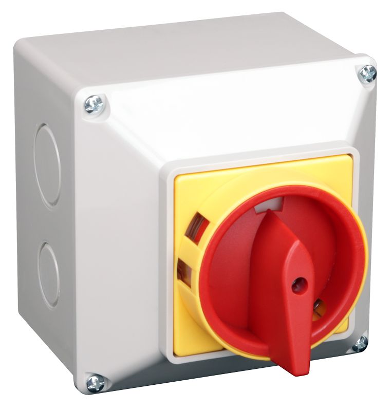 Tracon TSS-40/4T Tokozott biztonsági lakatolható szakaszoló kapcsoló 400V,50Hz,40A,4P,11kW,64×64mm,IP44