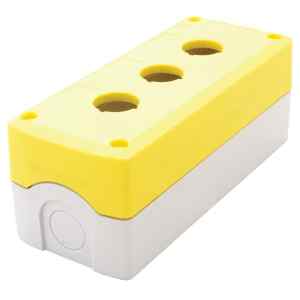 Tracon NYGD-3YE Összeállított tokozat nyomógombokhoz,sárga,3-es d=22,5,IP65,2×PG-13,5