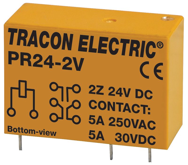 Tracon PR24-2V Print relé 24V DC / 2×CO