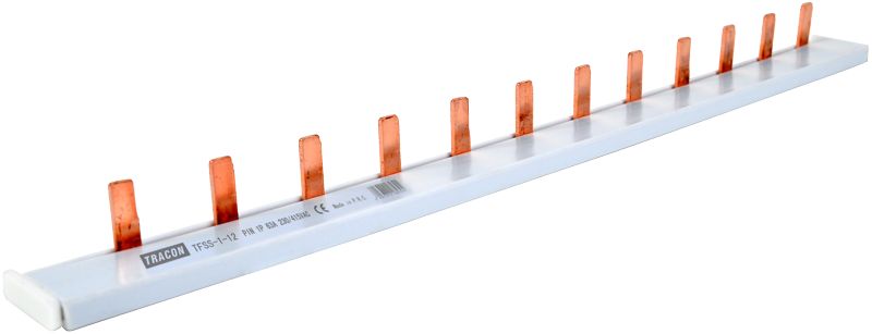 Tracon TFSS-1-12 Soroló sín - csapos kivitelű max.63A,230/400VAC,1P,12modul,215mm