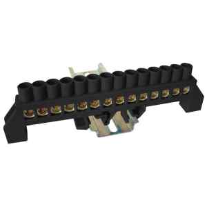Tracon NPE-BK8-14 Szigetelt földelősín,fekete 230/400VAC,100A,8×12mm,14P,IP20