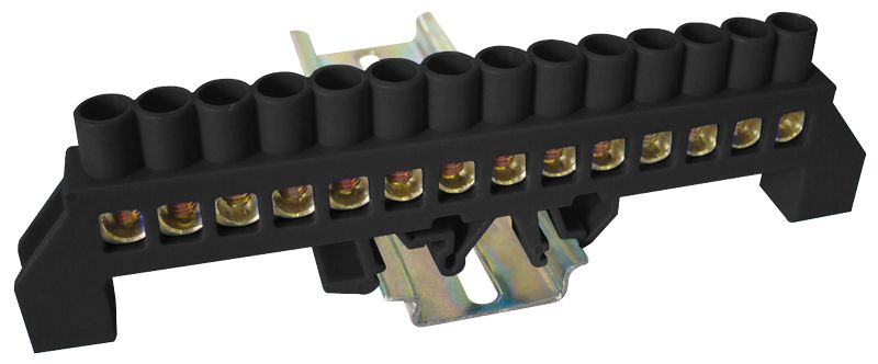 Tracon NPE-BK8-14 Szigetelt földelősín,fekete 230/400VAC,100A,8×12mm,14P,IP20