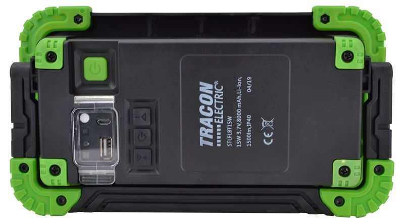 Tracon STLFLBT15W Bluetooth hangszórós akkumulátoros LED szerelő fényvető 15W,6000K,3,7V,8000mAh,Li-Ion,1500lm,4-10 h,IP40 - Image 3