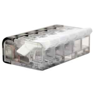 Tracon RVON5 Csavar nélküli vezetékösszekötő,nyitható átlátszó 0,2-4mm²,32A,450VAC 5P