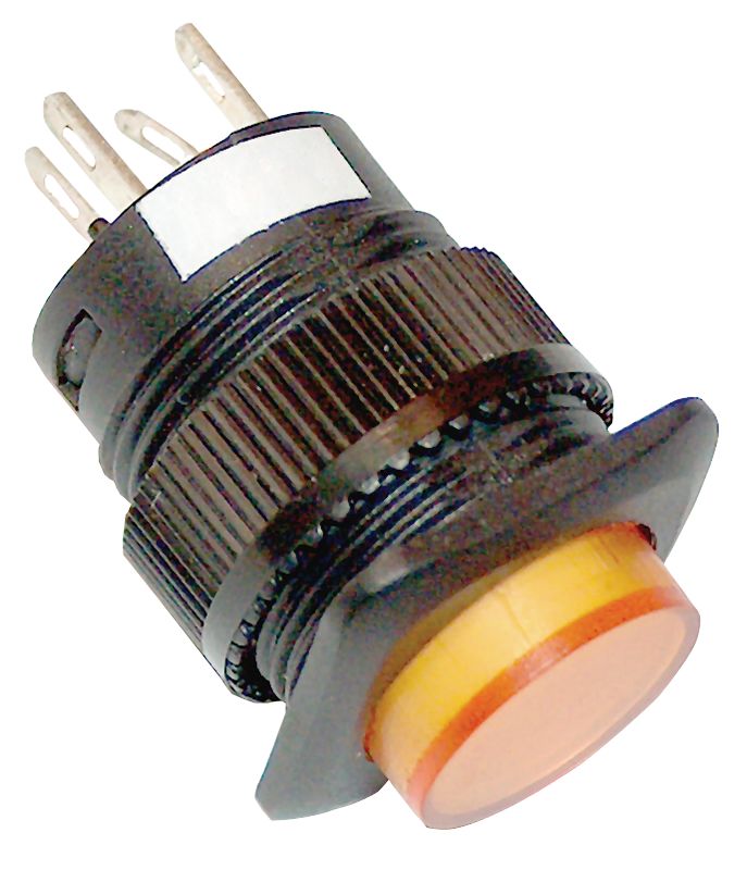Tracon MNK-006Y Mini jelzőlámpás nyomókapcsoló sárga 1×NO,6V AC/DC