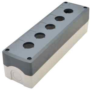 Tracon NYGD-5GR Összeállított tokozat nyomógombokhoz,szürke,5-es d=22,5,IP65,2×PG-13,5