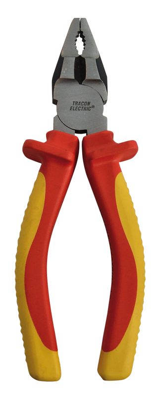 Tracon KF-1000 Kombinált fogó,1000V-ra szigetelt,sárga-piros nyél AC 1000V,L=160mm,230g