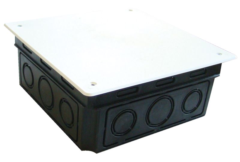 Tracon D100X100 Perforált kötődoboz süllyesztett,négyzetes,fekete 104x104×51.5mm