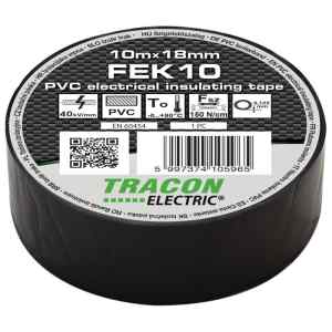 Tracon FEK10 Szigetelőszalag,fekete 10m×18mm,PVC,0-90°C,40kV/mm
