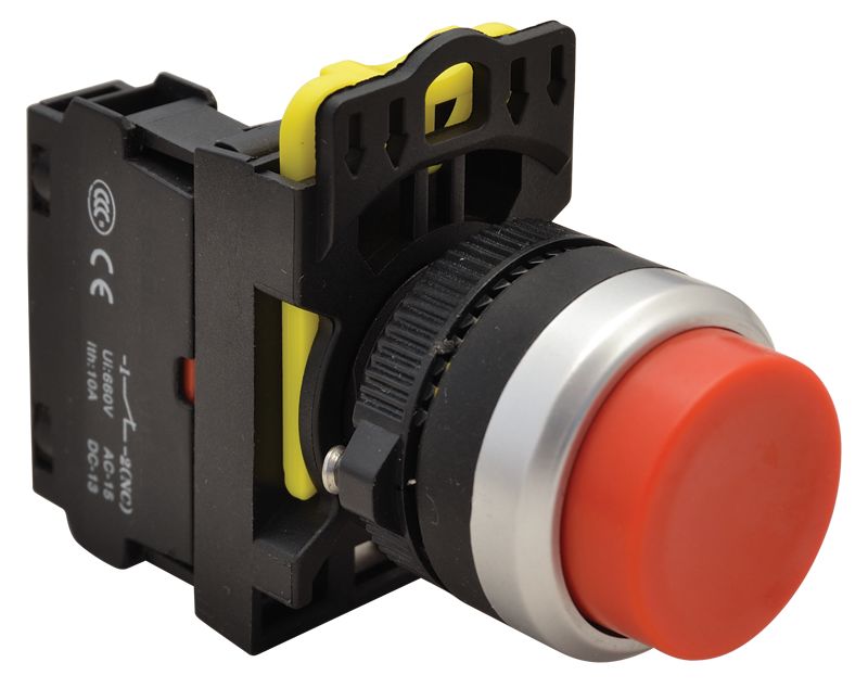 Tracon NYG3-HR Kiálló nyomógomb,piros 1×NC,5A/230V AC-15,IP65