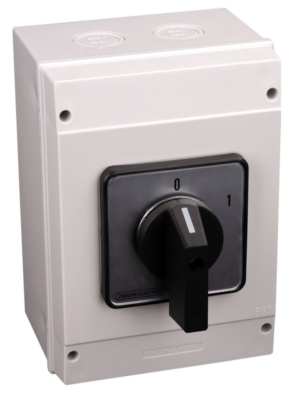 Tracon TK-126/4T65 Tokozott kézikapcsoló,BE-KI 400V,50Hz,125A,4P,30kW,88×88mm,60°,IP65