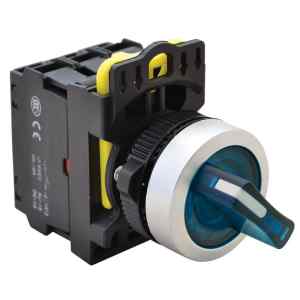 Tracon NYK3-SL21B Világítókaros kapcsoló,kék,LED,kétállású 1×NO+1×NC,5A/230V AC-15,IP65,LED 230V AC/DC