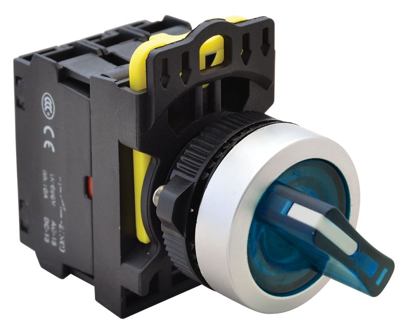 Tracon NYK3-SL21B Világítókaros kapcsoló,kék,LED,kétállású 1×NO+1×NC,5A/230V AC-15,IP65,LED 230V AC/DC