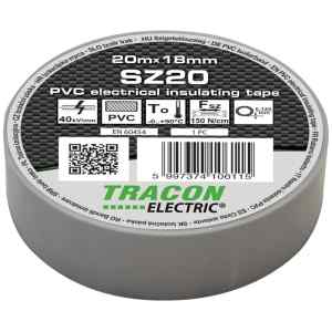 Tracon SZ20 Szigetelőszalag,szürke 20m×18mm,PVC,0-90°C,40kV/mm
