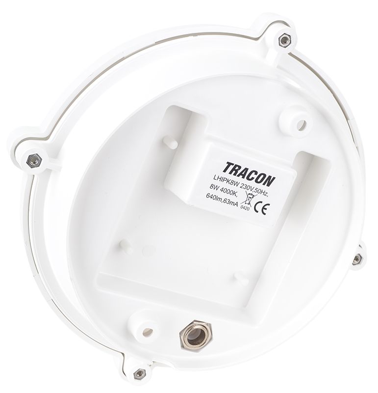 Tracon LHIPK8W Védett,műanyag házas LED hajólámpa,kerek forma 230 VAC,50 Hz,8 W,710 lm,4000 K,IP65,EEI=F - Image 3
