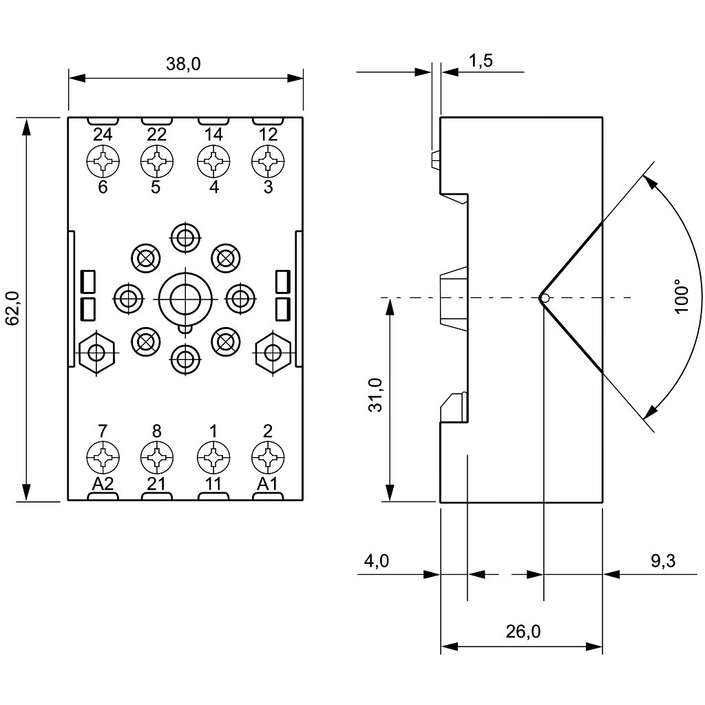 Tracon RS90.22 Relé aljzat RM08,RT08 - Image 2