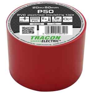 Tracon P50 Szigetelőszalag,piros 20m×50mm,PVC,0-90°C,40kV/mm