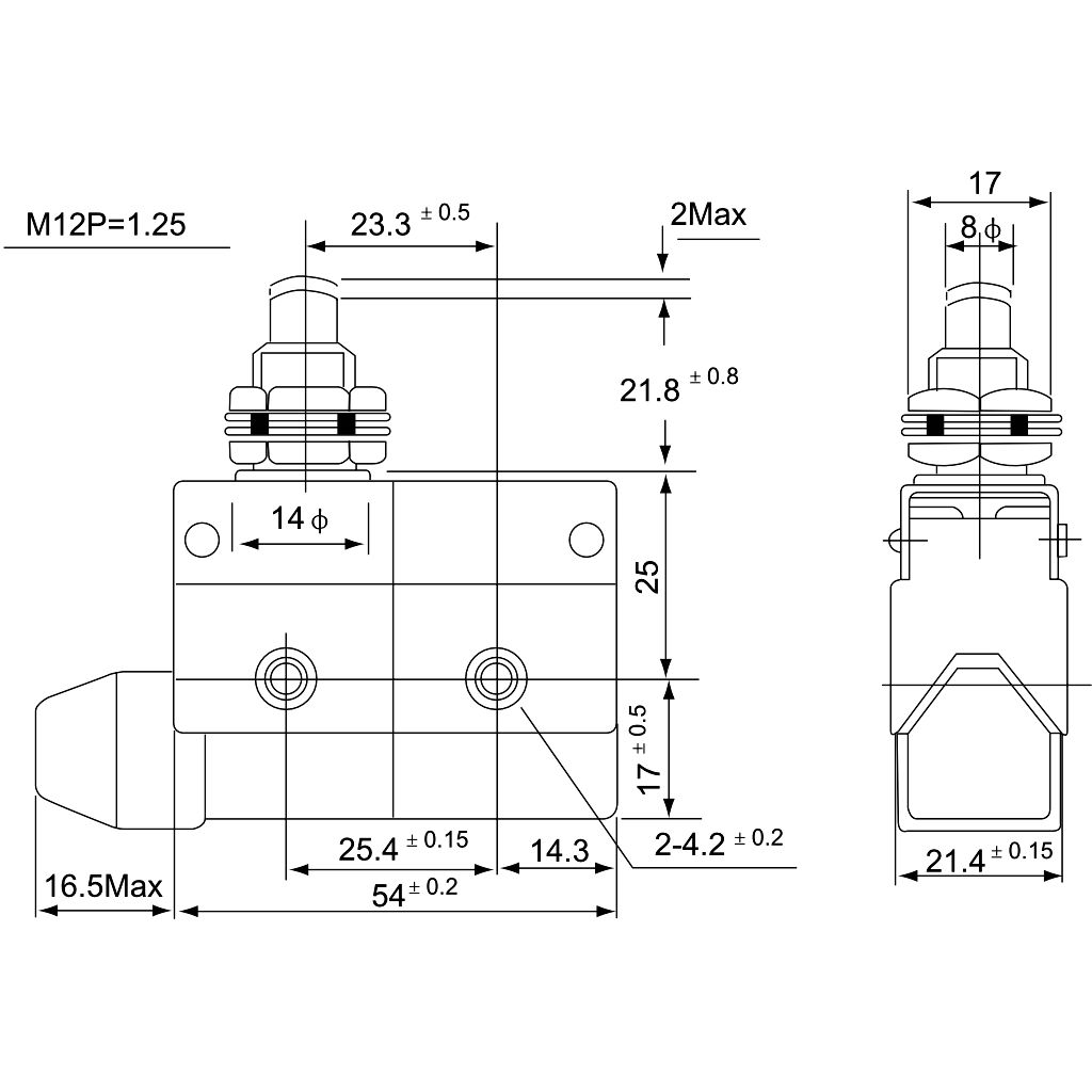 Tracon LS7310 Helyzetkapcsoló,kúpos,ütközős 1xCO,2A/230V AC-15,0,3A/250V DC-13,25mm,IP40 - Image 2