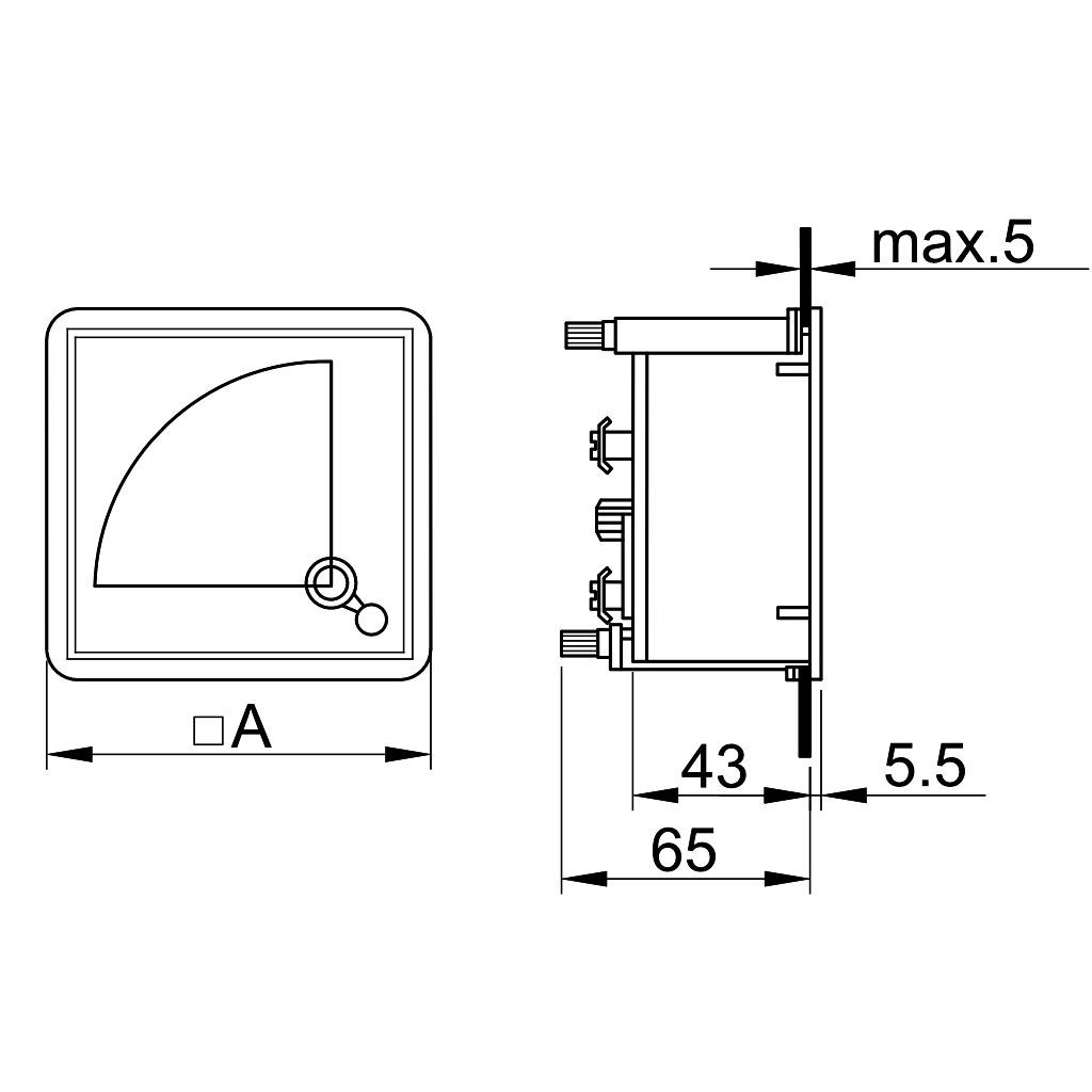 Tracon ACAM96-10 Analóg váltakozó áramú ampermérő közvetlen méréshez 96×96mm,10A AC - Image 2