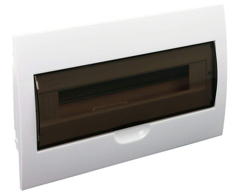 Tracon EDS-18/1 Süllyesztett elosztódoboz,füstszínű ajtóval,N/PE sínnel 1×18 modul,IP40