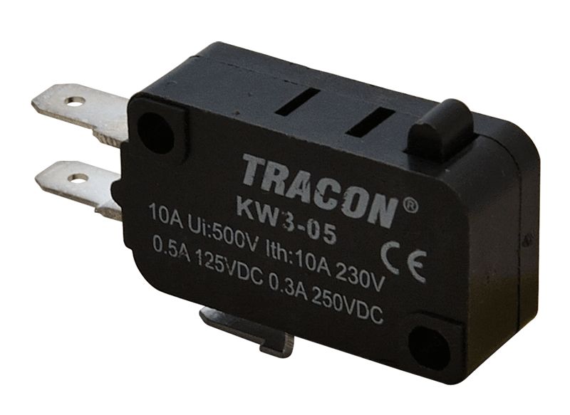 Tracon KW3-05 Helyzetkapcsoló,mikro,ütközős 1×CO 10A/230VAC,0,3A/250VDC,4,8x0,5 mm,IP00