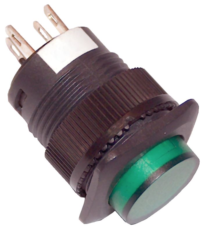 TRACON MNG-012G Mini jelzőlámpás nyomógomb, zöld 1×NO, 12V AC/DC