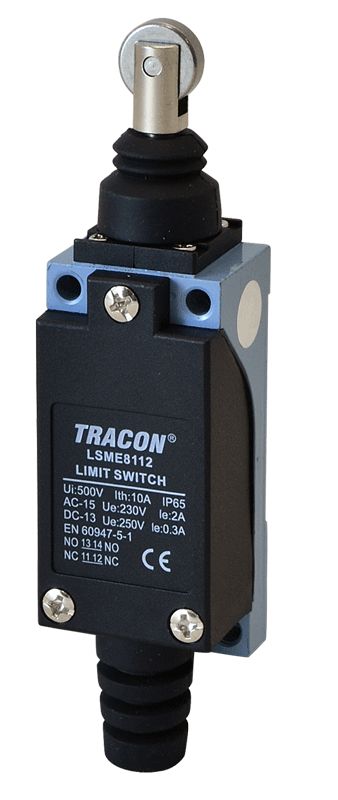 Tracon LSME8112 Helyzetkapcsoló,nyomógörgős 1xNO+1xNC,2A/230V AC-15,0,3A/250V DC-13,IP65