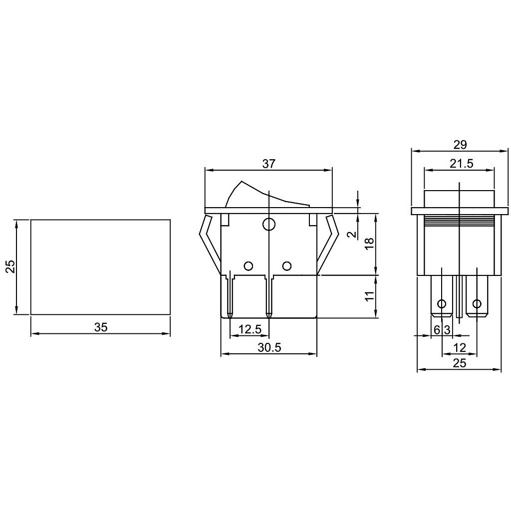 Tracon TES-41 Készülékkapcsoló,BE-KI,2-pólus,piros,világító raszter 16A,250V AC - Image 2