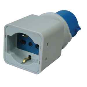 Tracon TICS-A1 Csatlakozó adapter,CEE/Schuko 16A,250V,IN 2P+E 6h,OUT 2P+E
