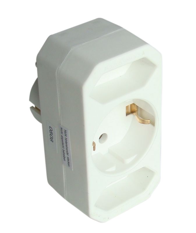 Tracon TNF2/1 Többférőhelyes átalakító csatlakozó,francia kivitelű,fehér 2/1×EURO/SCHUKO,max.2,5/16A,250VAC