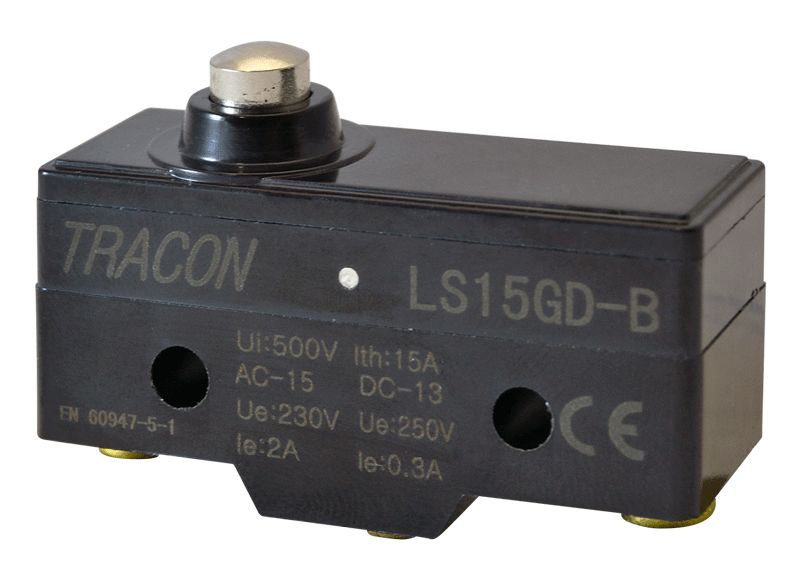 Tracon LS15GD-B Helyzetkapcsoló,rövid kúpos,ütküzős 1xCO,2A/230V AC-15,0,3A/250V DC-13,IP00