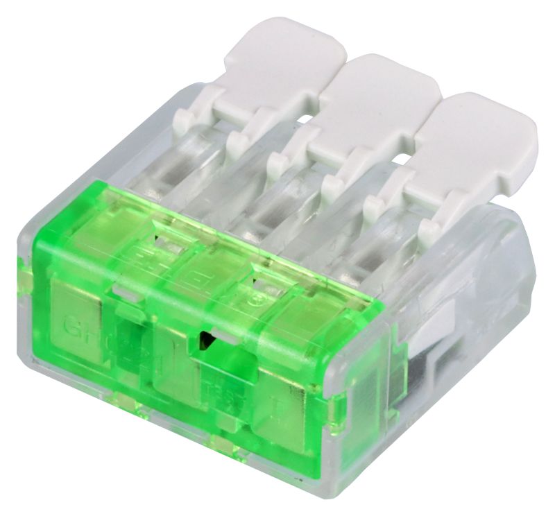 Tracon RVOG3 Csavar nélküli vezetékösszekötő,nyitható átlátszó 0,2-4mm²,32A,450VAC 3P
