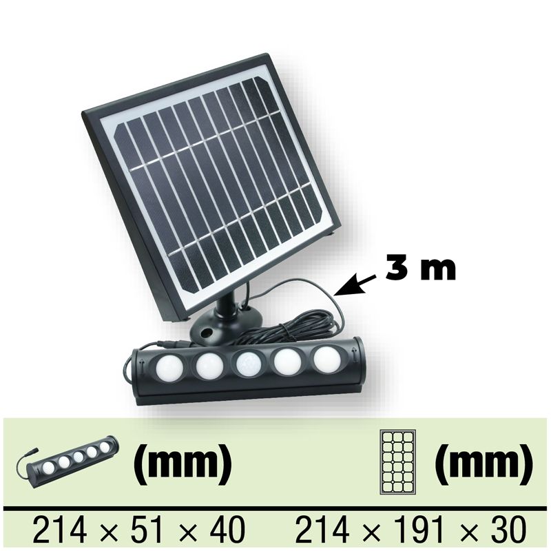 Tracon LSFLSP8W Napelemes LED spot fényvető mozgásérzékelővel 8W,4000 K,700 lm,IP65,3,7 V 4000 mAh - Image 3