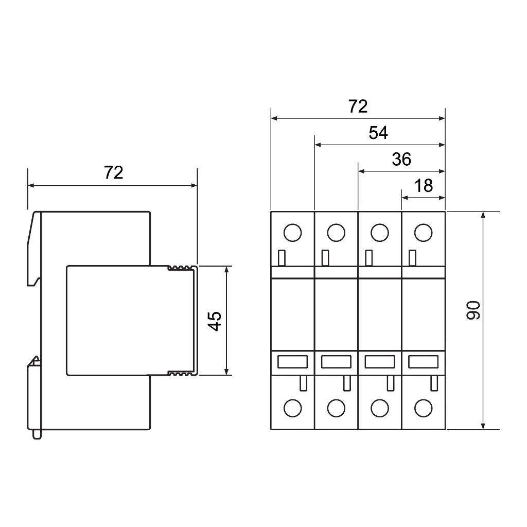 Tracon ESPD2-70-4P T2 AC típusú túlfeszültség levezető,cserélhető betéttel Uc:275V; In:40kA; Imax:70kA; Up:1,7kV; 4P - Image 2